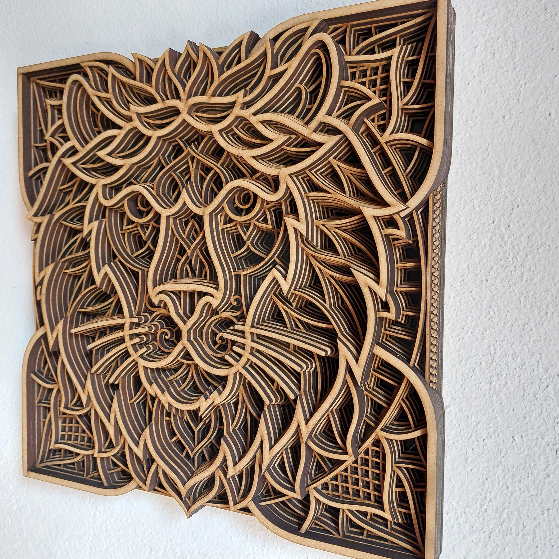 Houten Wanddecoratie Mandala Leeuw