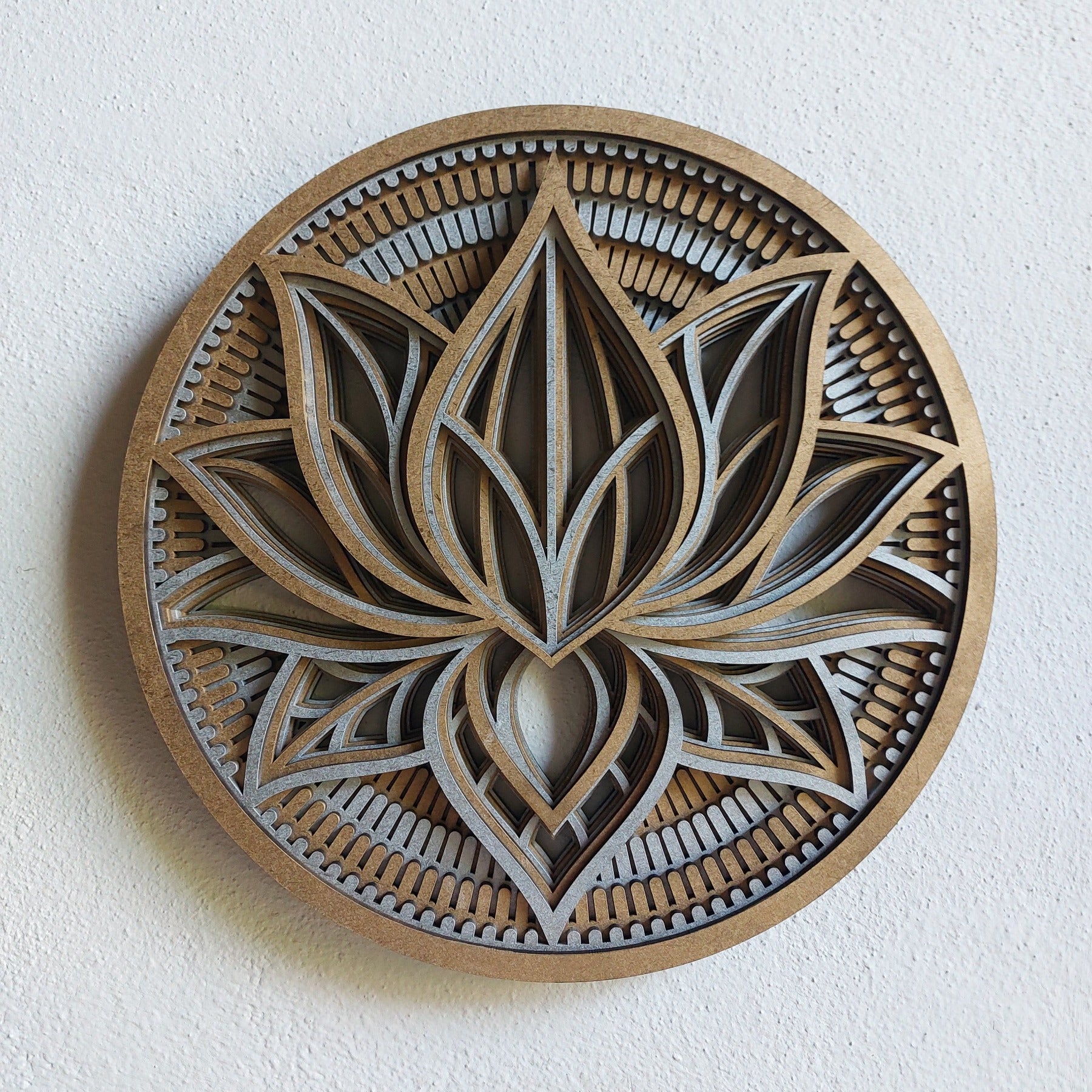 Houten Wanddecoratie Mandala Lotus Bloem