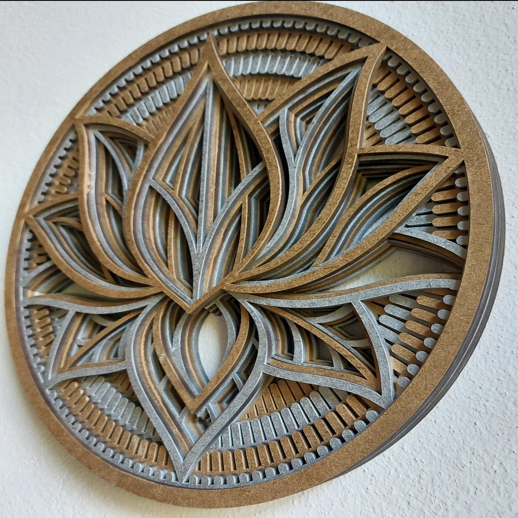 Houten Wanddecoratie Mandala Lotus Bloem