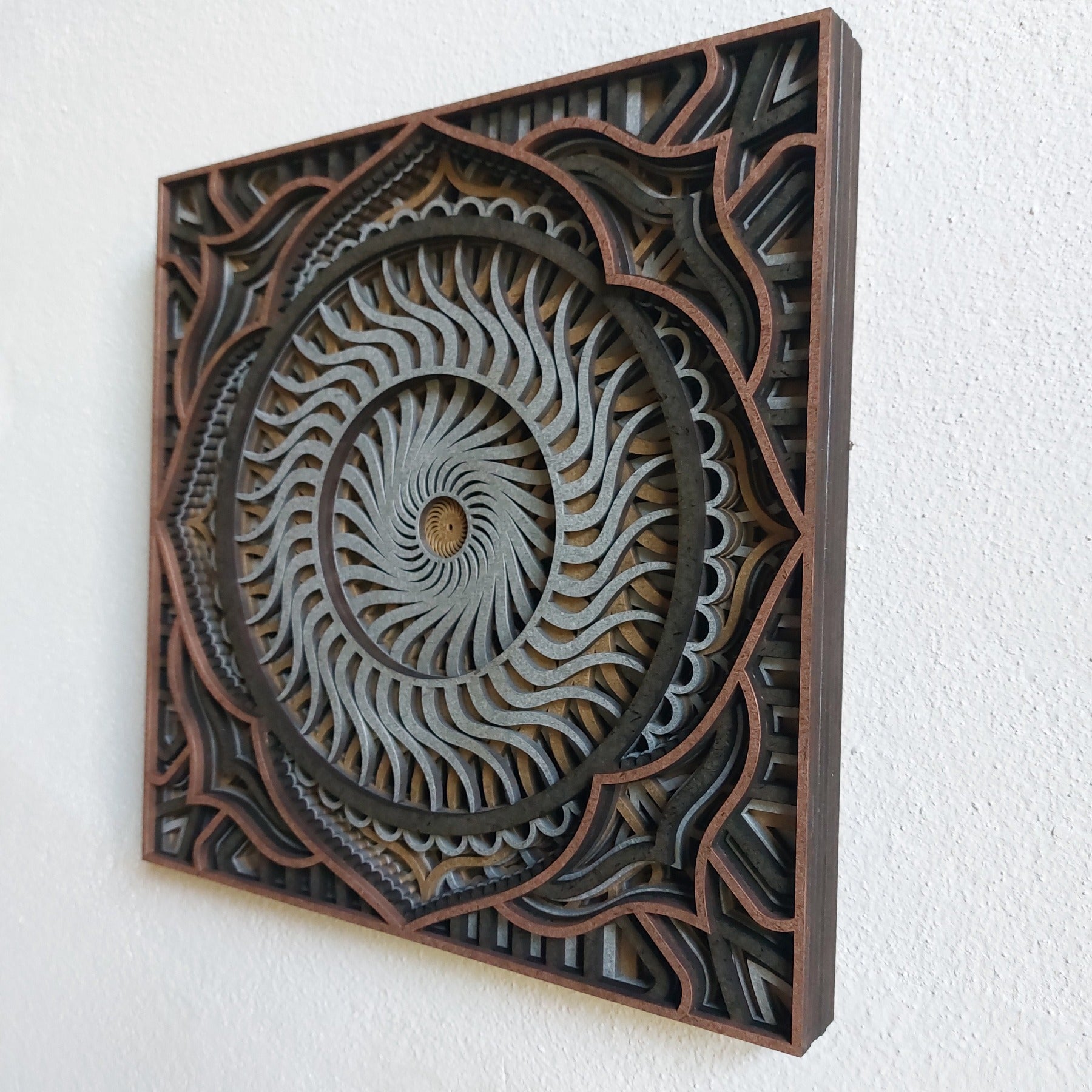 Houten Wanddecoratie Mandala Draaikolk