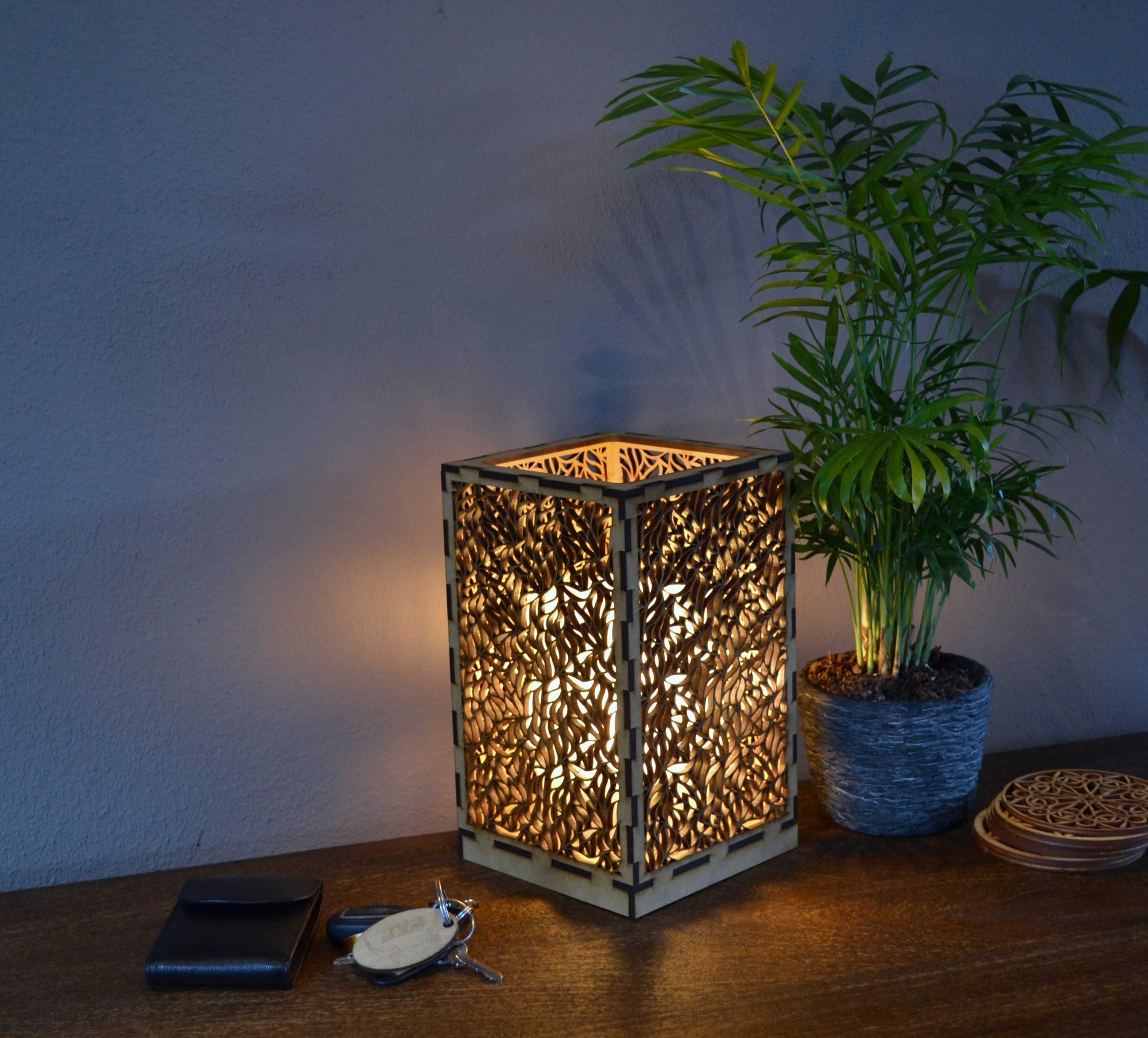 Sweet Home Trends® Box Lamp met Flying Leaves Patroon