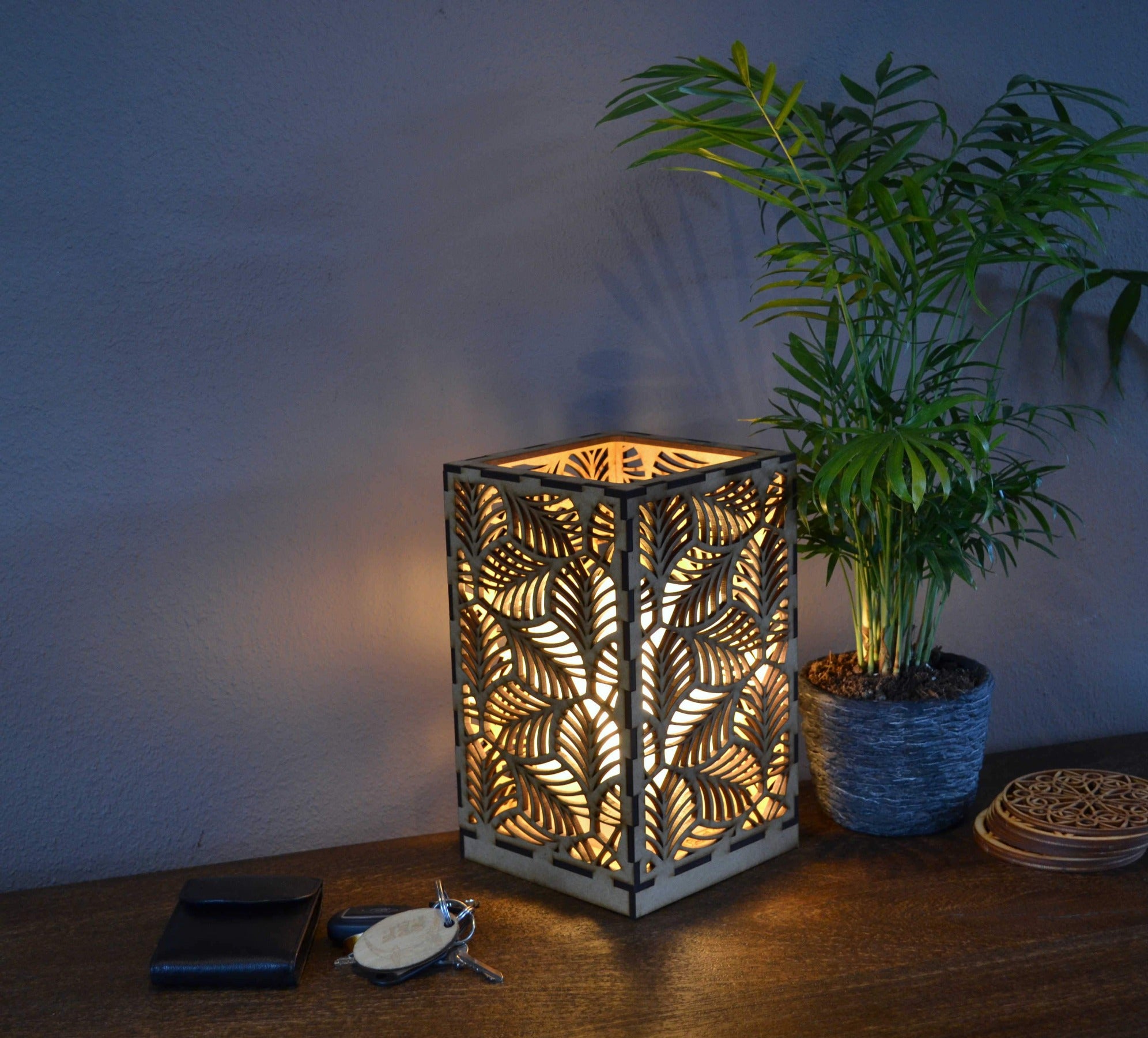 Sweet Home Trends® Box Lamp met Tropische bladeren