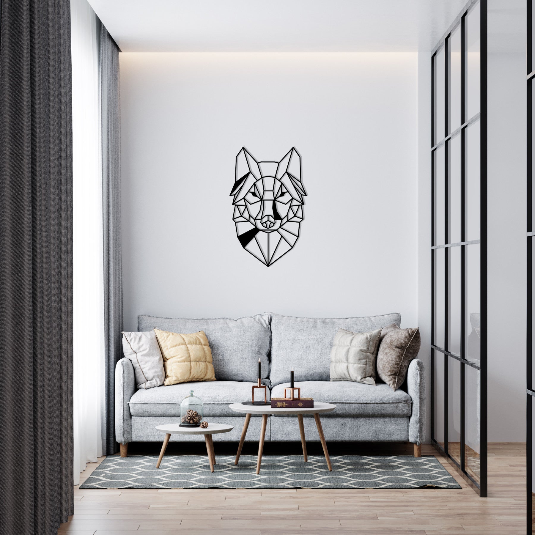 Wandecoratie Geometrische Wolf Uniek voor aan de muur