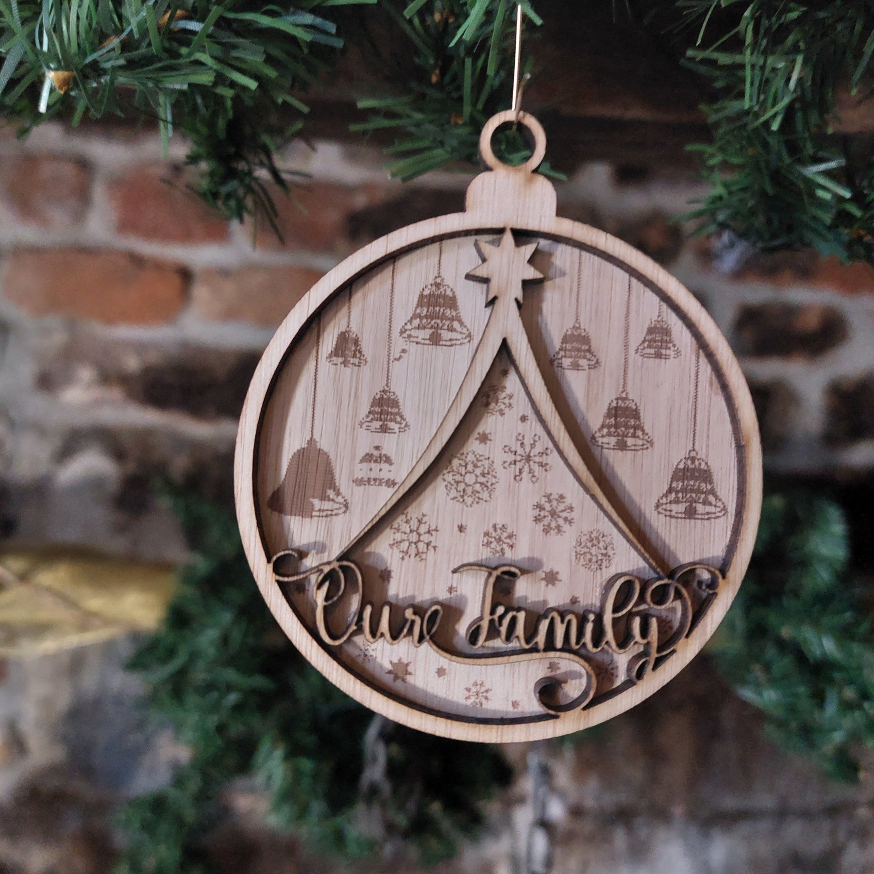 Wooden bauble christmas decoration