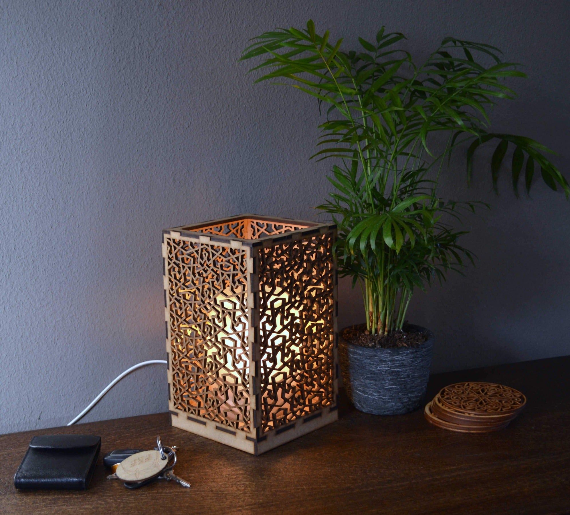 Sweet Home Trends® Box Lamp with Crown Pattern