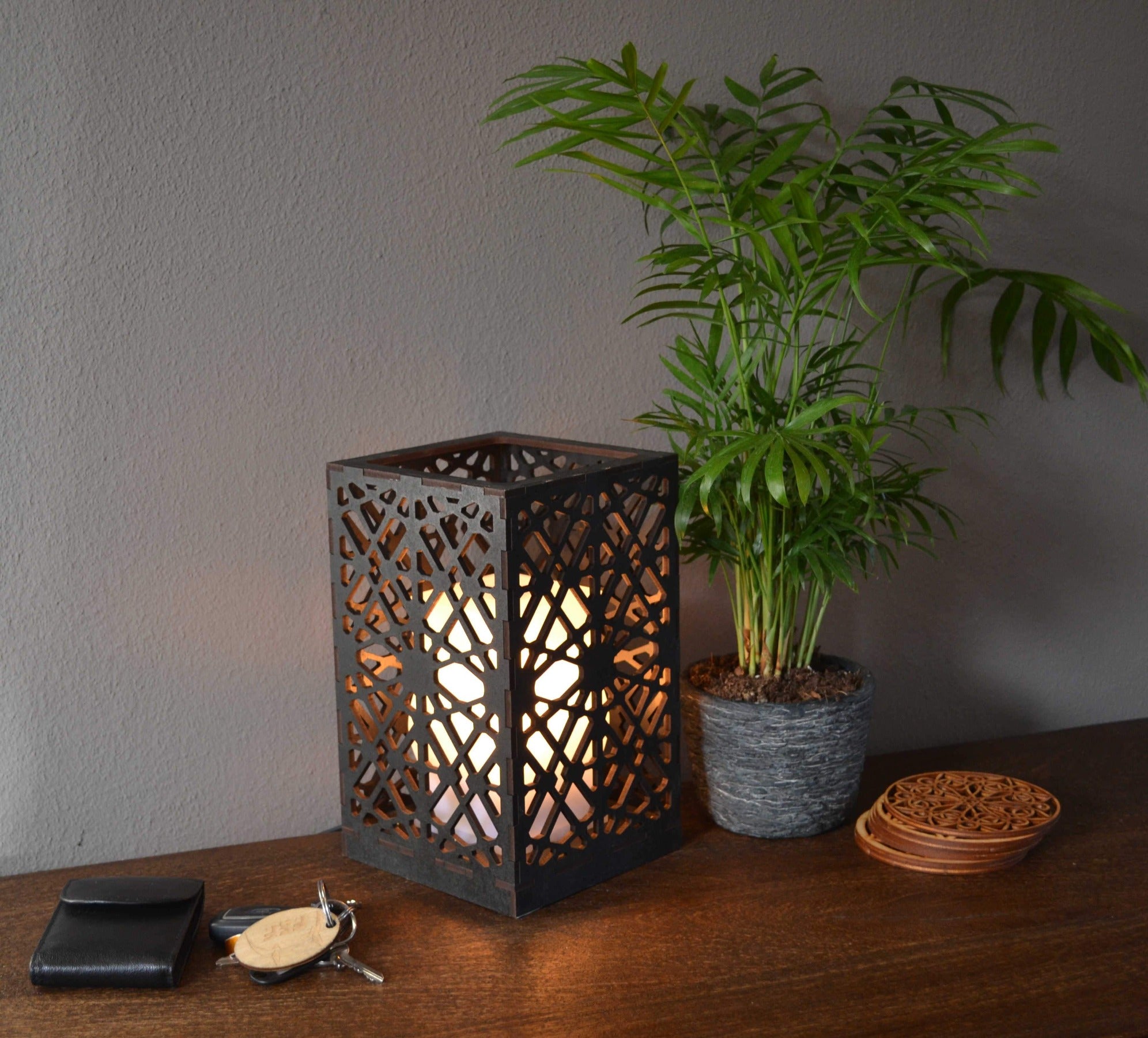 Sweet Home Trends® Box Lamp with Industrial Frame Pattern