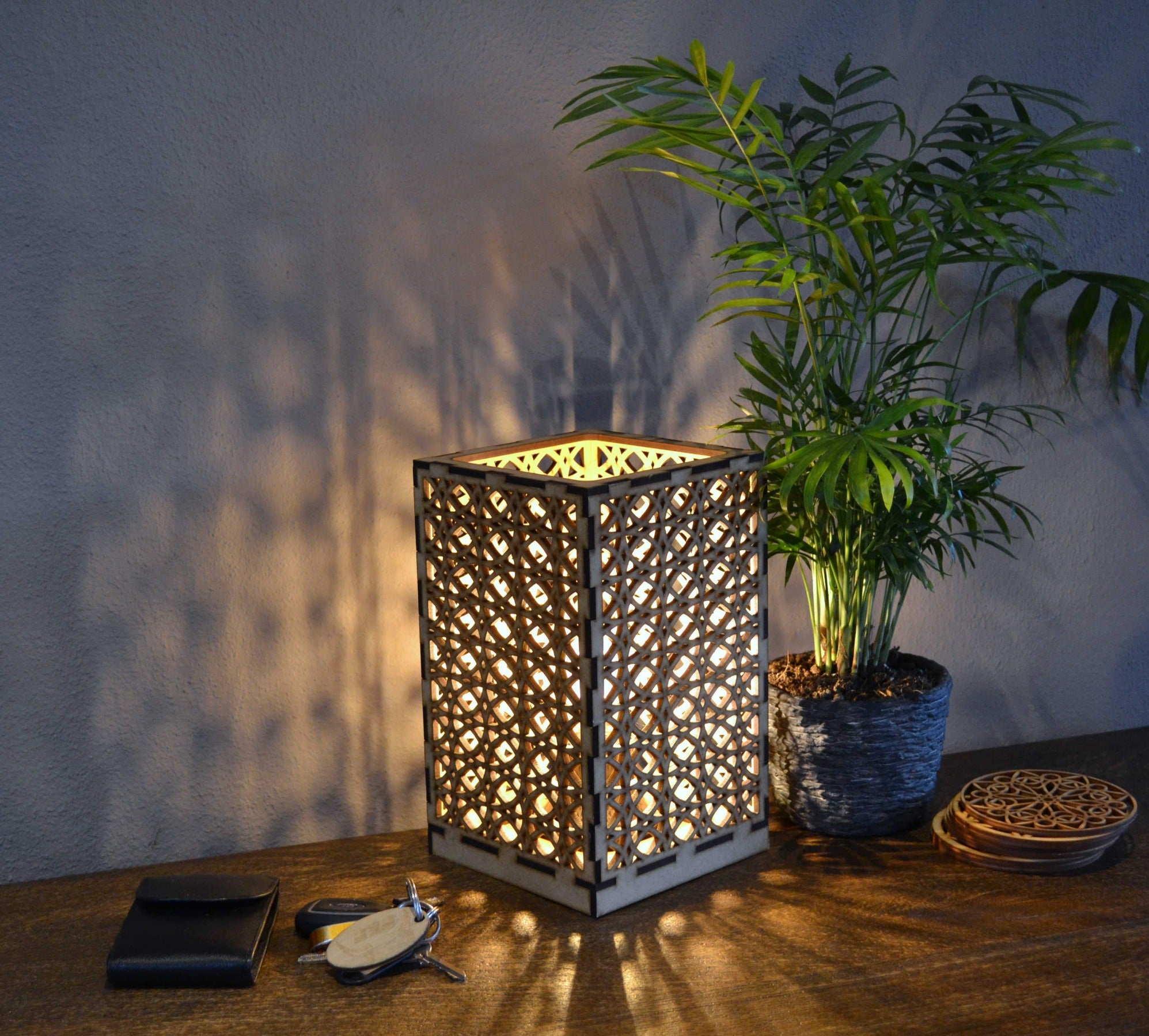 Sweet Home Trends® Box Lamp with Connected Circles Pattern