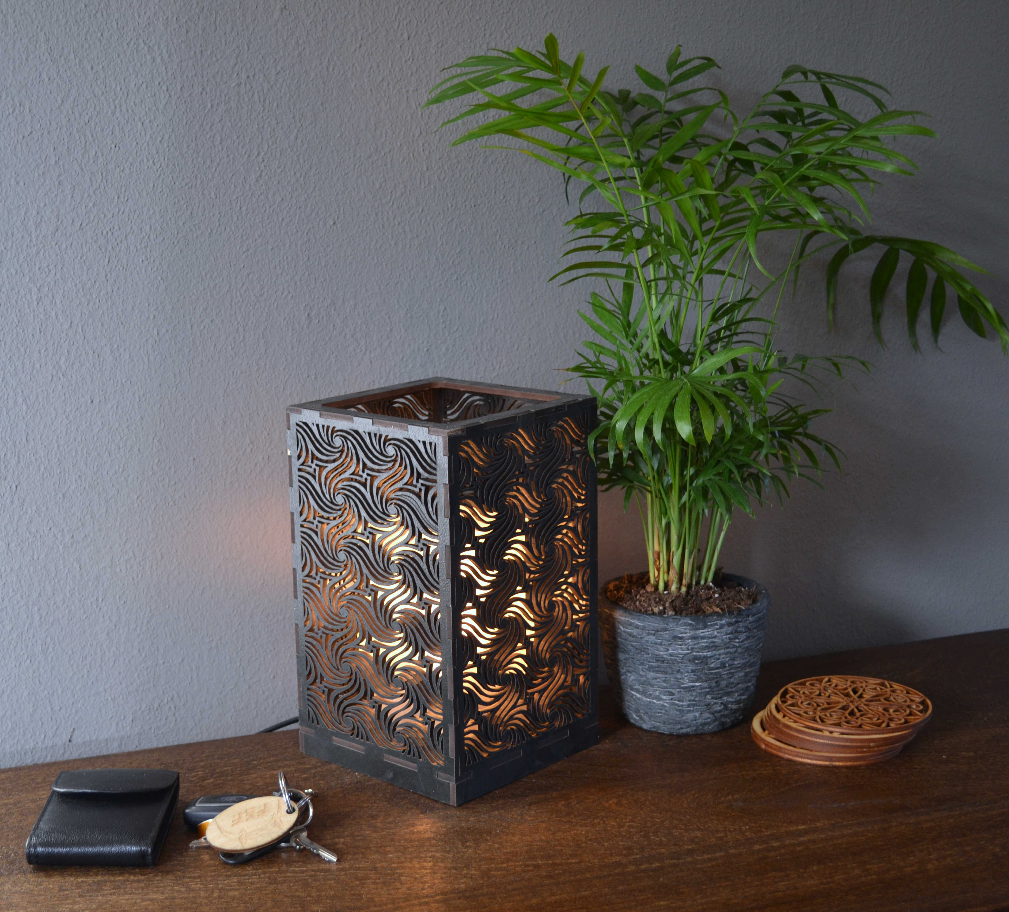 Sweet Home Trends® Box Lamp with Swirls Pattern
