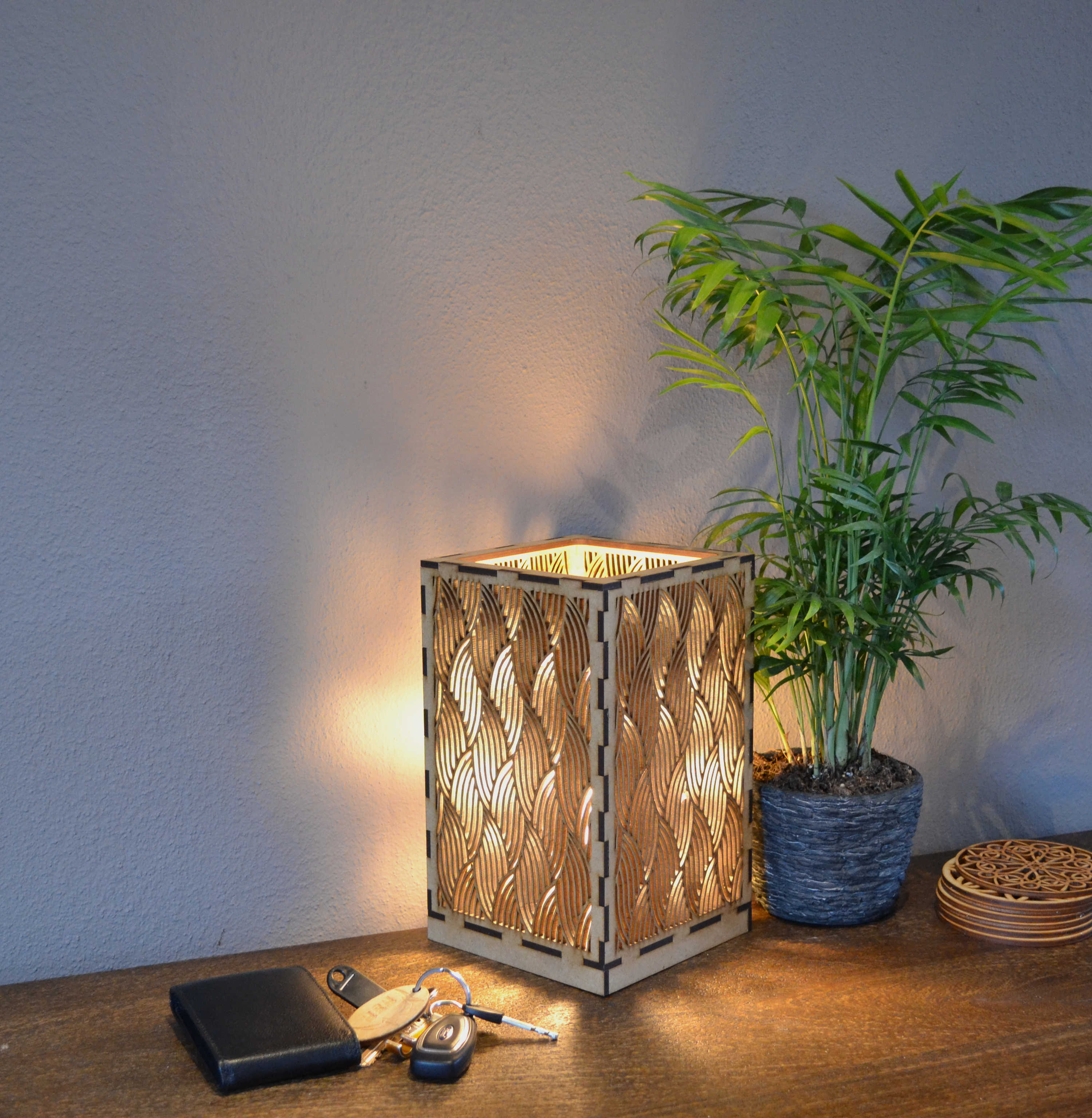 Sweet Home Trends® Box Lamp with Heat Waves Pattern