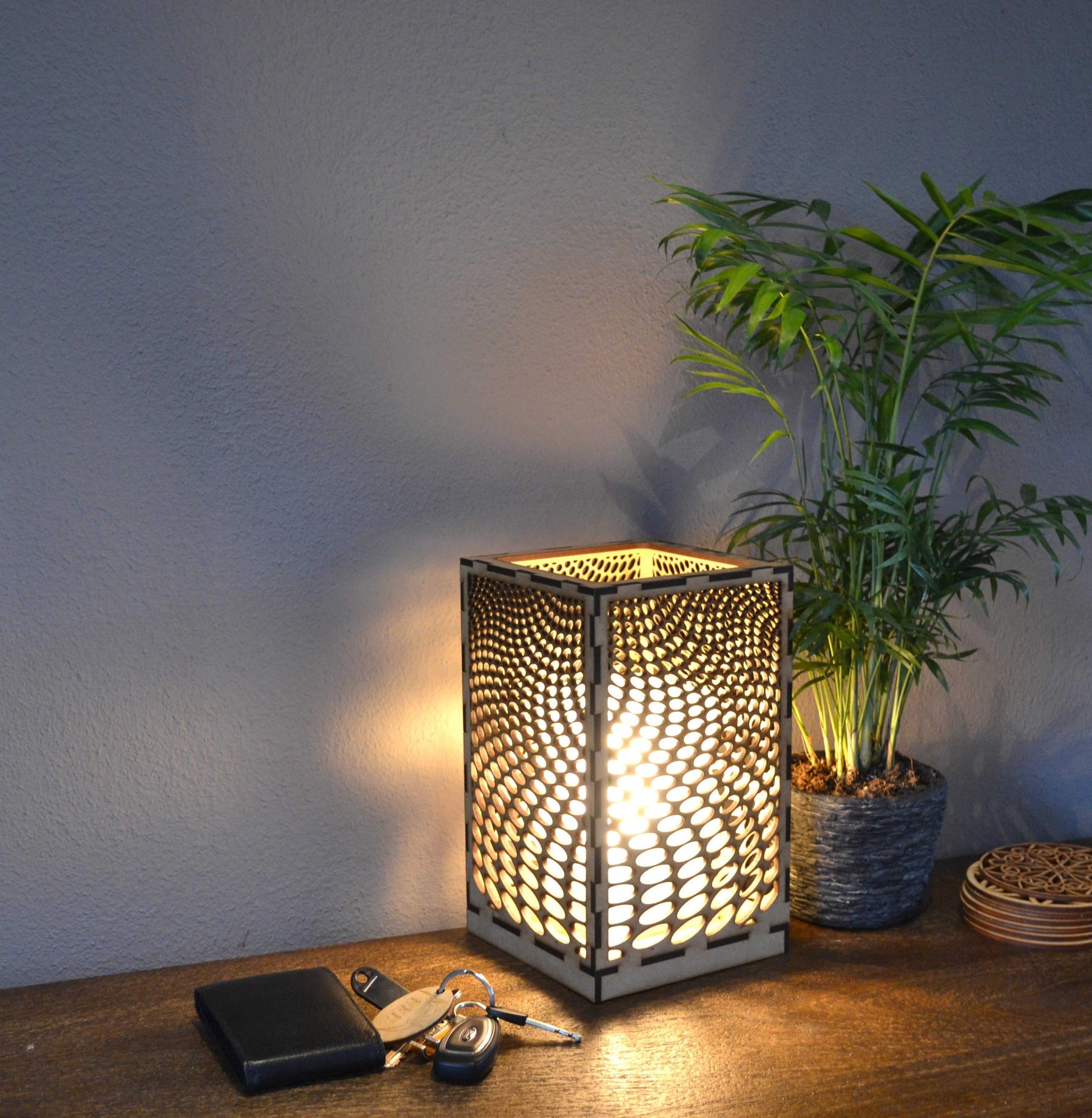 Sweet Home Trends® Box Lamp with Abstract Circle Pattern
