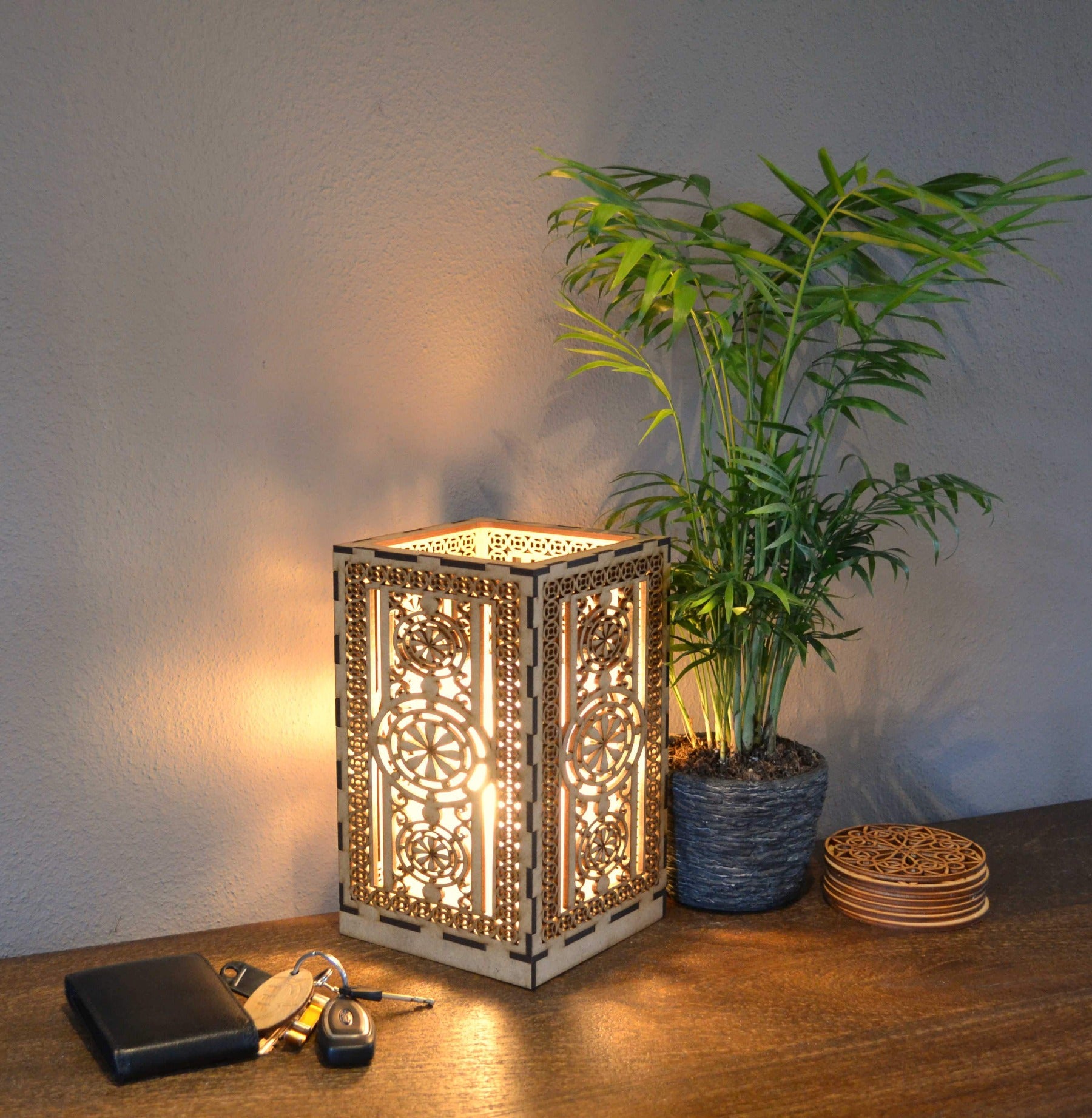 Sweet Home Trends® Box Lamp met Flower Clock Patroon