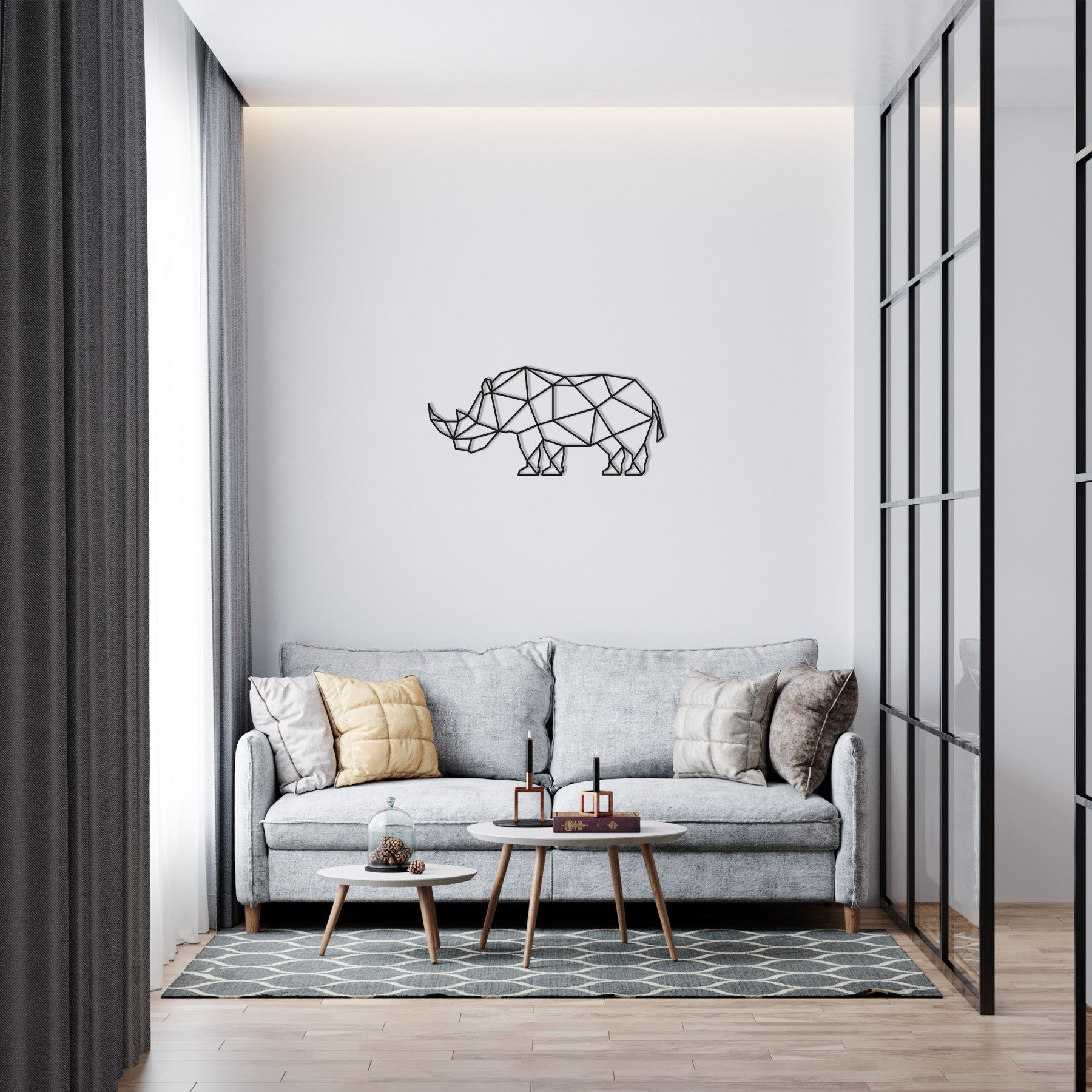 Geometrische neushoorn groot woonkamer decoratie kunst